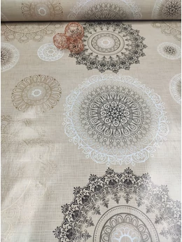 viaszos vászon /arany-fehér mandalák (legnagyobb 28cm×27.5cm) /drapp