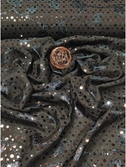 jacquard muszlin /flitteres /barna(FÉLMÉTER)