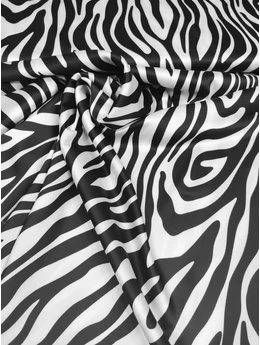 mintás elasztikus szatén /Armani /zebra mintás /fekete-fehér