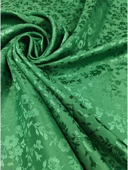 jacquard brokát selyem /futó virágok /zöld