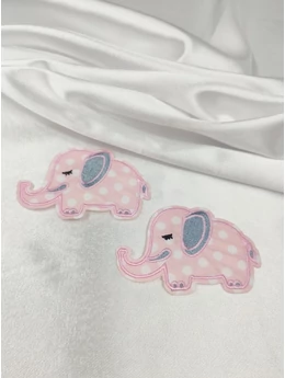 felvasalható aplikáció /pöttyös elefánt (8.2cm×5.5cm) /világos rózsaszín