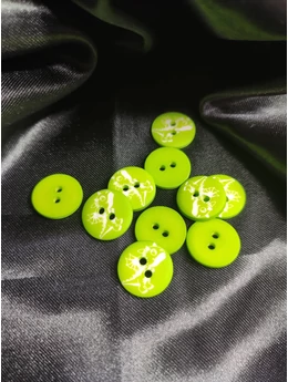 dekorációs fa gomb /15mm /sárkány mintás /élénkzöld