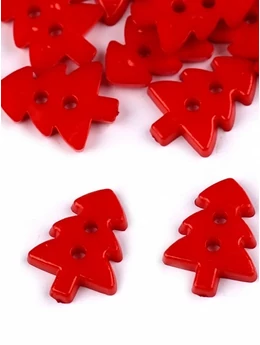 dekorációs műanyag gomb /karácsonyfa (1.8cm×1.2cm) /piros