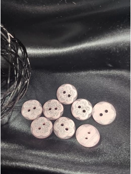 dekorációs műanyag gomb /glitteres virág (13mm) /rózsaszín-ezüst