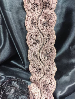 elasztikus csipke szalag /betétcsipke (7cm) /indák /rosegold