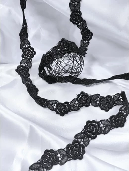 paszomány szalag /rózsák (1,9cm) /fekete