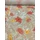 mintás len /piros-sárga nagy virágok (piros liliom 11.5cm×11.2cm) /drapp(FÉLMÉTER)