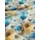 mintás latina /festett hatású virágok (legnagyobb kék virág 8cm×6.6cm) /drapp-kék(FÉLMÉTER)