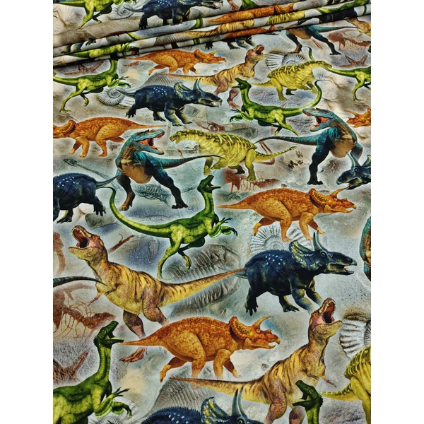 mintás vastag vászon DIGITAL PRINT /canvas /dinoszauruszok kora (türkiz T-rex 14,5cm×12,3cm) /stone