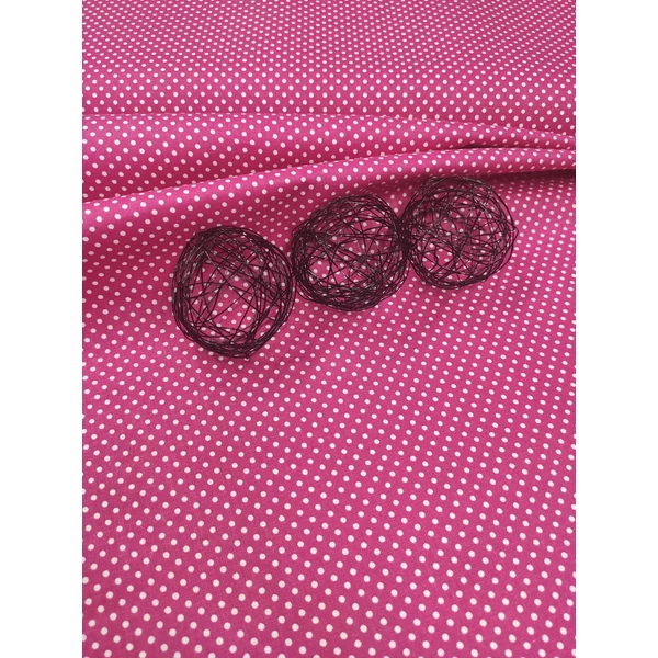 mintás pamutvászon /fehér pöttyös (2mm) /pink