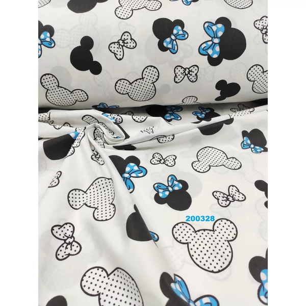 mintás pamutvászon /masnis Minnie fejek (7,8 cm*6,5 cm)/ kék(Félméter)