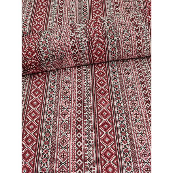 mintás pamutvászon /népi szőttes minta (nagy rombuszos sáv 5,5cm) /fehér