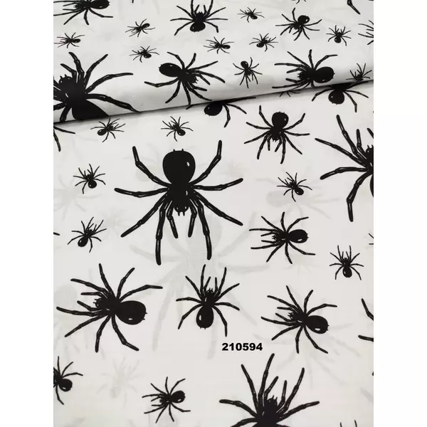 mintás pamutvászon / fekete pókok (legnagyobb pók 12cm×11cm) /fehér
