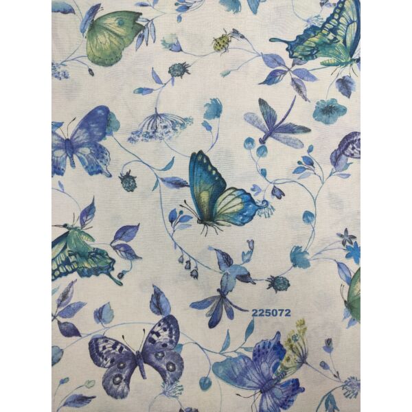 mintás LONETA vastag vászon /szépséges pillangók(szitakötő 9.5cm × 10cm) /kék-zöld
