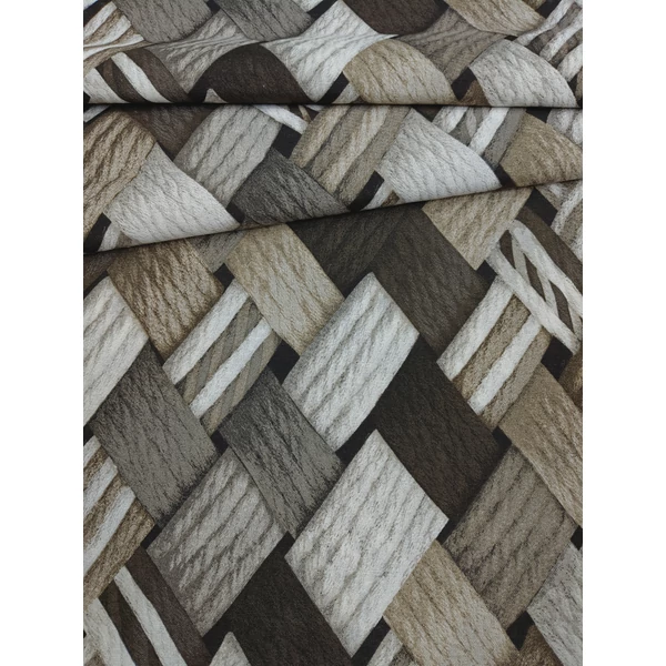 mintás LONETA vastag vászon /összefonódás (barna fonat 5cm) /taupe