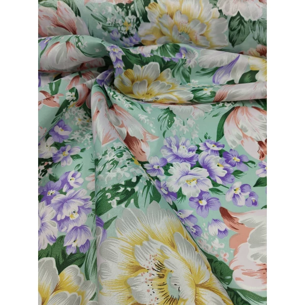 mintás microfiber /színes virágzás (sárga virág 17,5cm×16,5cm) /menta