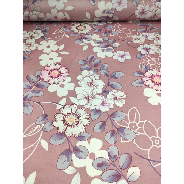 mintás microfiber /nagy virágok (rózsaszín virágfej 14.3cm×14cm) /mályva