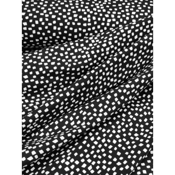 elasztikus mintás pamut jersey GOTS minősítéssel /apró fehér geomatriai alakzatok (legnagyobb minta 7mm) /fekete