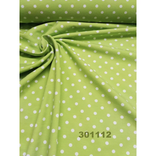 mintás pamut jersey /pöttyös 3mm /kiwi(FÉLMÉTER)