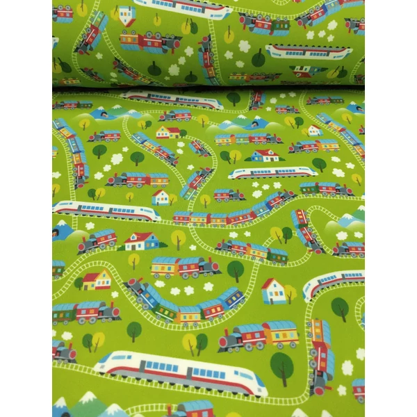 mintás fürdőruha jersey /vonatozás vidéken (fehér-piros vonat 9.5cm×1.4cm) /kiwi