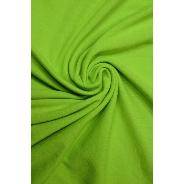 Kiwi-zöld egyszinű 95% pamut 5% elasztán, 180cm széles elasztikus jersey.