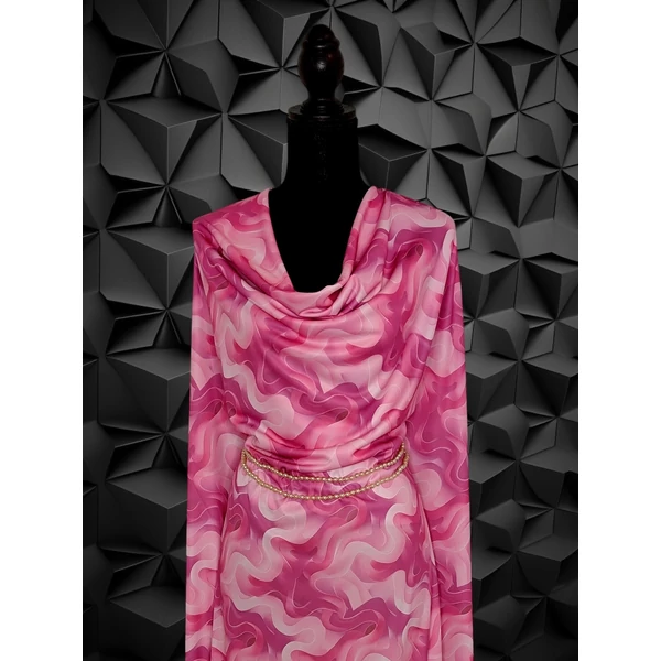 mintás elasztikus jersey DIGITAL PRINT/polyester /pink áramlás
