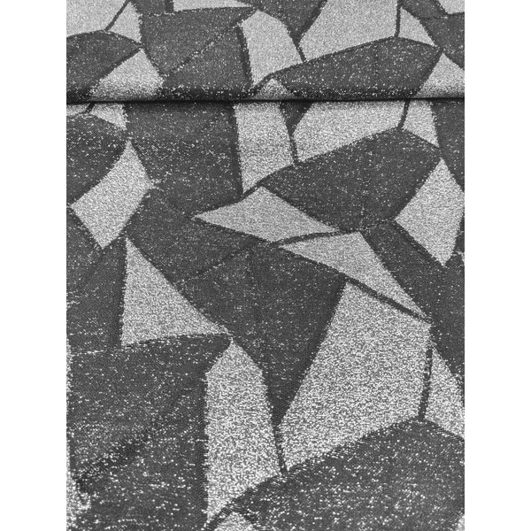 lurex szálas alkalmi anyag /geometriai mintás /fekete-ezüst(FÉLMÉTER)
