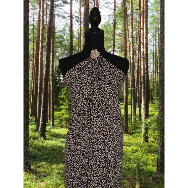 elasztikus mintás jersey /micropolyester /leopárd mintás /drapp