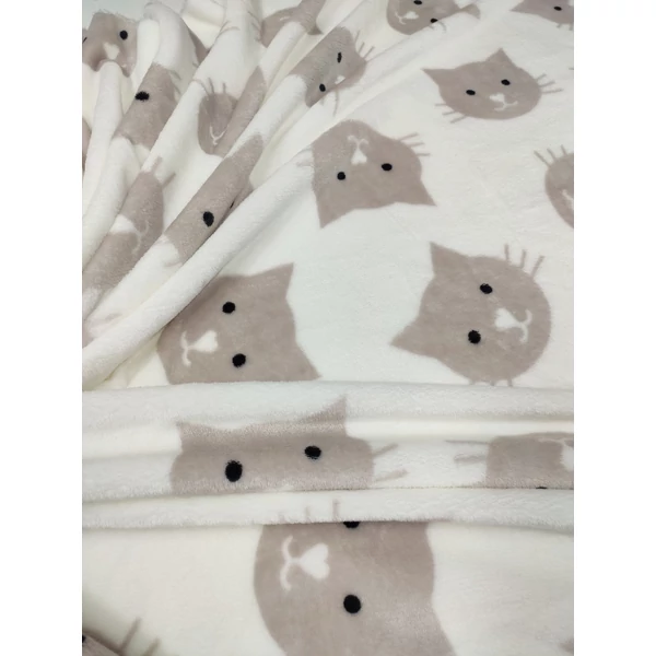 mintás wellsoft /cuki cicafejek (cicafej13,5cm*9,6cm) /törtfehér-mogyoró