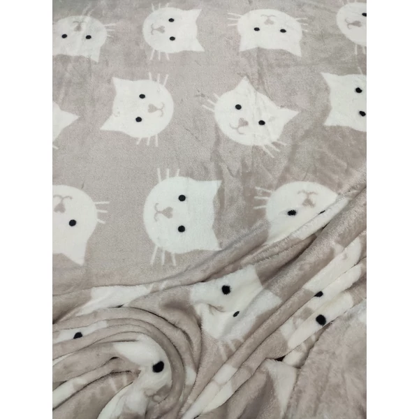 mintás wellsoft /cuki cicafejek (cicafej13,5cm*9,6cm) /mogyoró-törtfehér