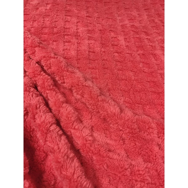 jacquard mintás sherpa /kocka 2cm*2cm /piros(FÉLMÉTER)