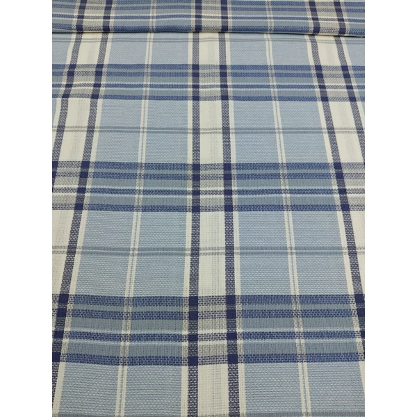 mintás pamutszövet /szövött kockás (sötét sáv 7,2cm) /kék-törtfehér