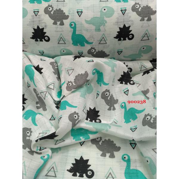 pelenka anyag /dínós (fekete 4cm*3cm) /menta-szürke
