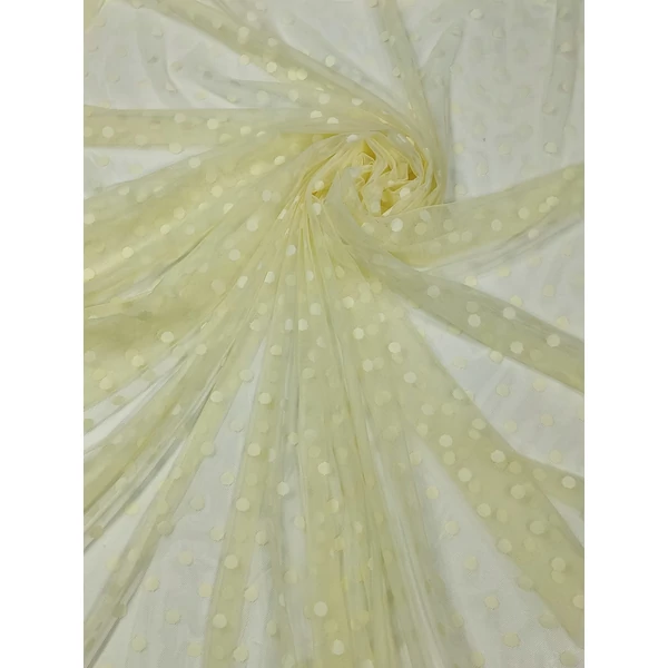 mintás puha tüll /pöttyös (1cm) /világossárga(FÉLMÉTER)