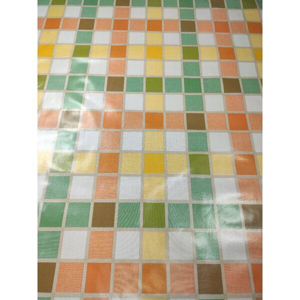 viaszos vászon /színes kockák (5.3cm×4.4cm) /zöld-narancssárga