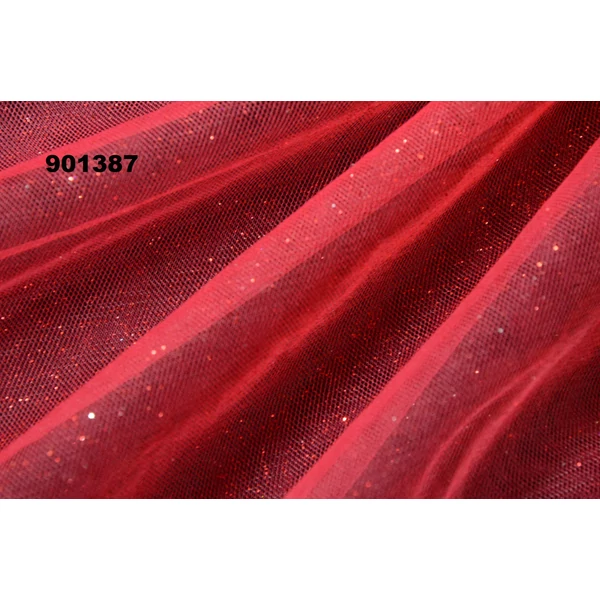 elasztikus glitteres tüll /piros(FÉLMÉTER)
