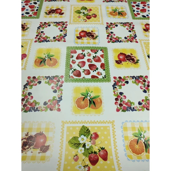 viaszos vászon /gyümölcsök klasszikusan (gránátalma kerettel 10,5cm×10,5cm) /fehér(FÉLMÉTER)