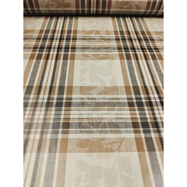 viaszos vászon /levél sziluett sávokban (leveles sáv 10cm) /drapp melange
