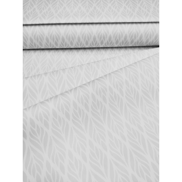 mintás HEKTOR /vízhatlan anyag /levelek sorban (egy levél 4cm *9cm) /szürke-fehér(FÉLMÉTER)