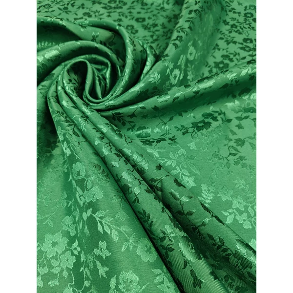 jacquard brokát selyem /futó virágok /zöld(FÉLMÉTER)