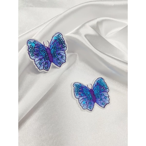felvasalható flitteres aplikáció /pillangó (4.2cm×4cm) /sötétkék