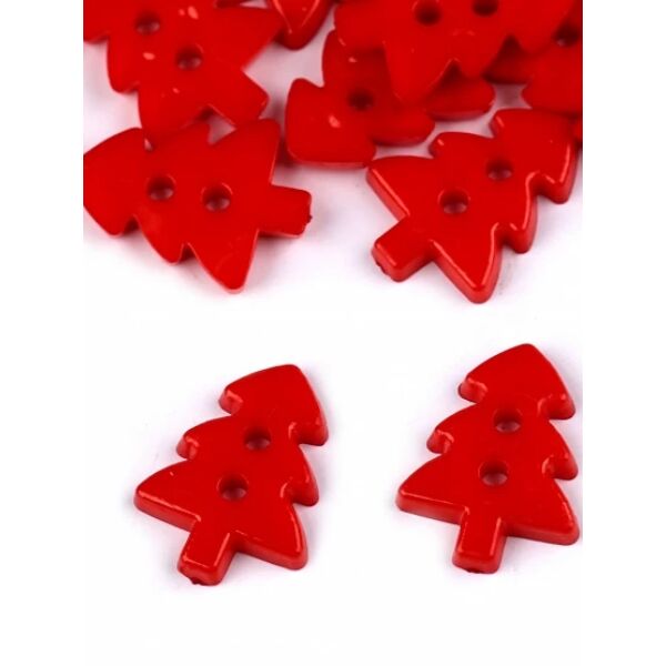 dekorációs műanyag gomb /karácsonyfa (1.8cm×1.2cm) /piros
