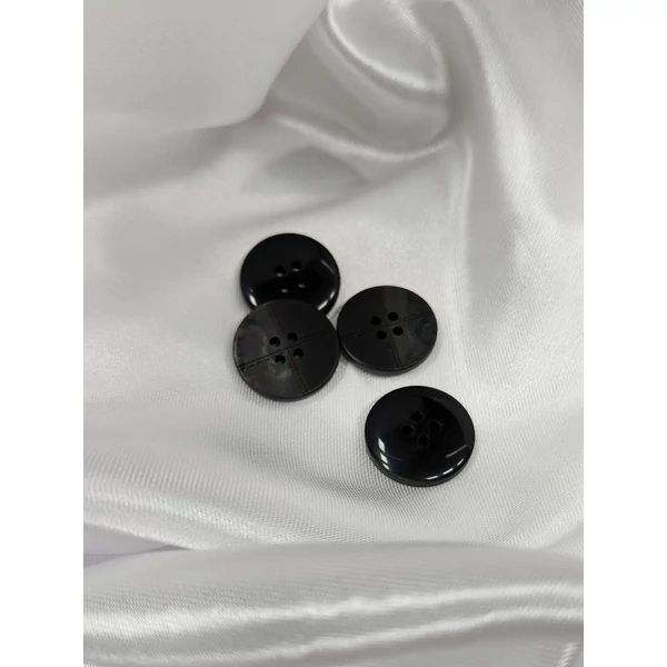 négylyukú műanyag gomb /22mm /steppelt mintás /gyöngyház fekete-fekete